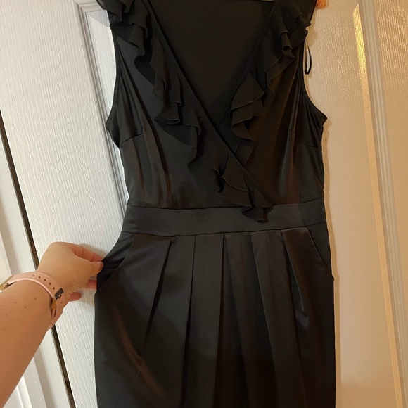 Satin black mini dress size 8 - Picture 2 of 4